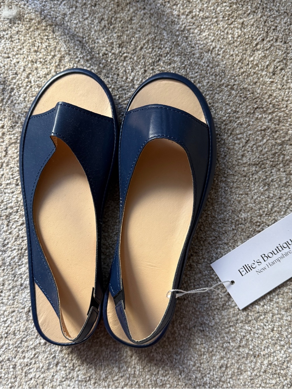 Navy Open-Toe Slingback Flats (orthopedic)